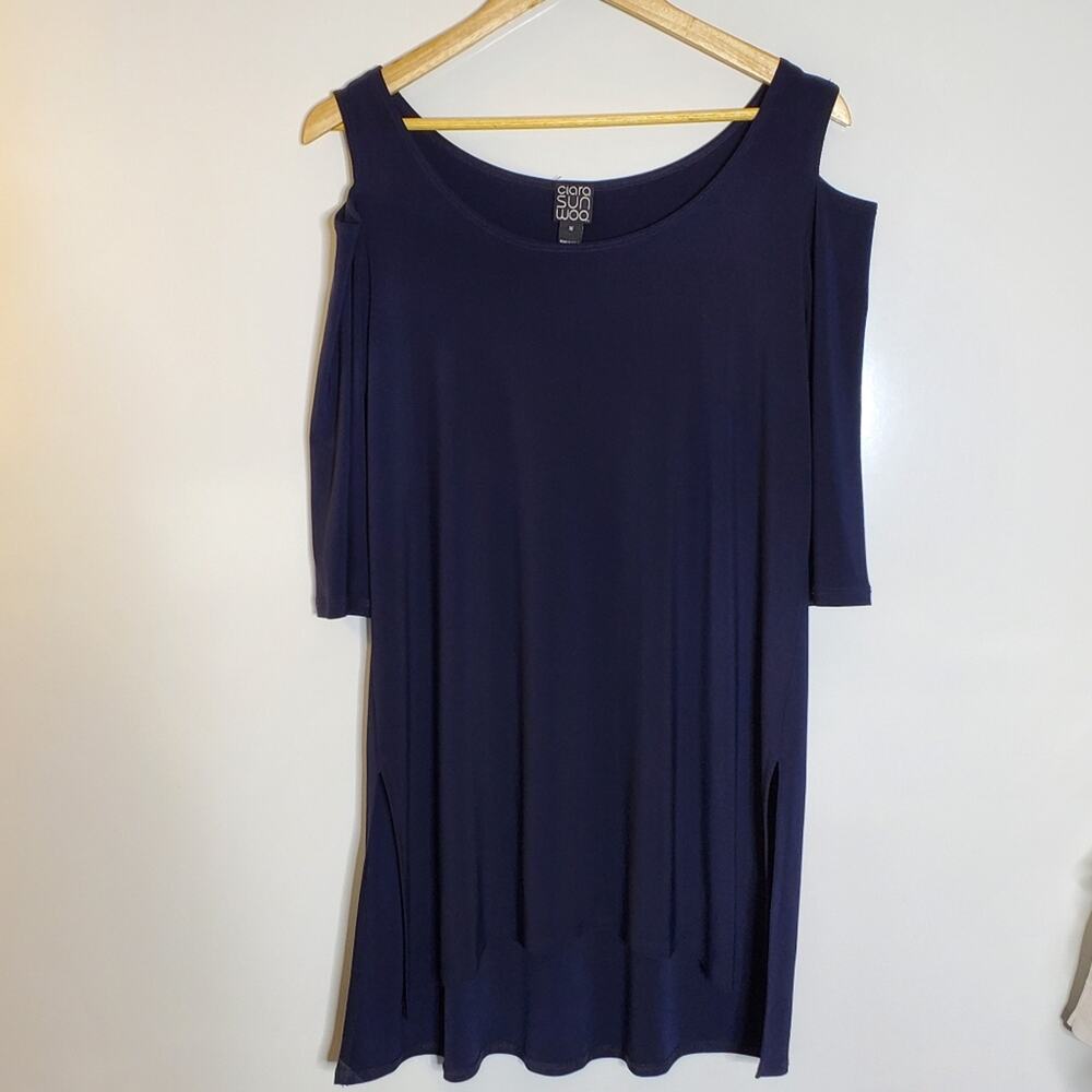 Ciara Sun Woo Navy Blue cold shoulder Tunic  Size med